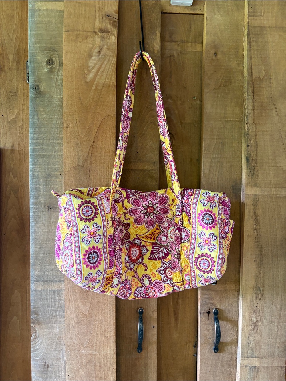 Vera Bradley Yellow & Pink Floral Quilted duffel Bag